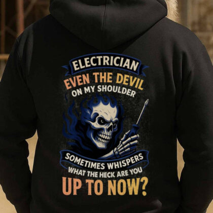 Even The Devil Electrician Apparel - Skull Quote