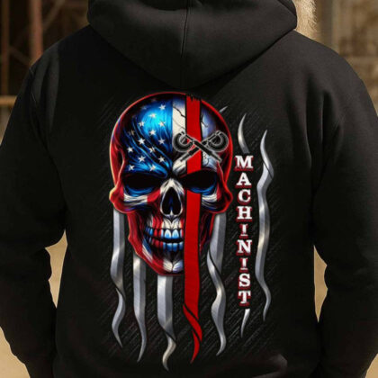 Machinist Skull USA Flag Apparel - Machinist Pride